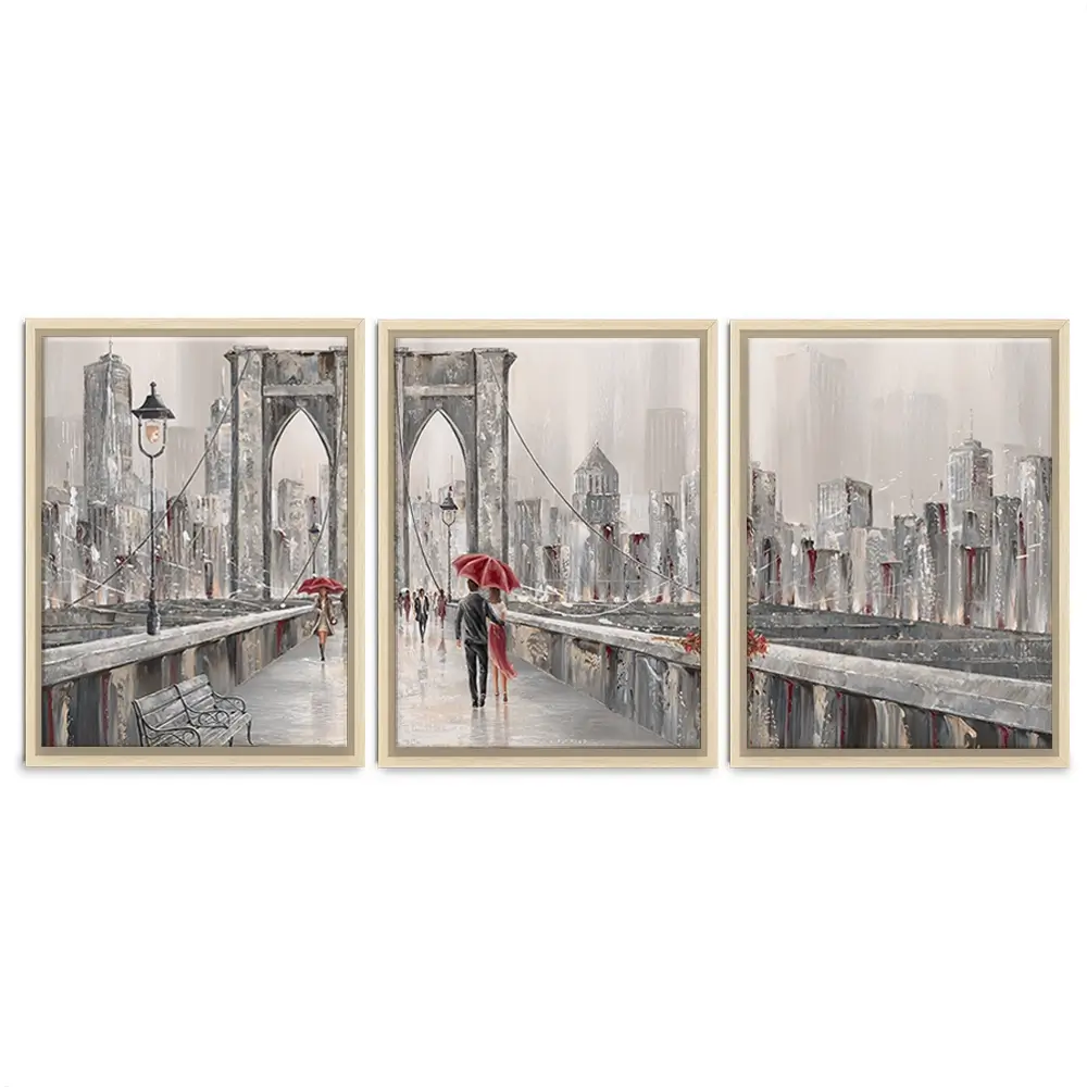 A Walk On Brooklyn Bridge Trio Canvas Print A Walk On Brooklyn Bridge Trio Canvas Print wall art product Isabella Karolewicz