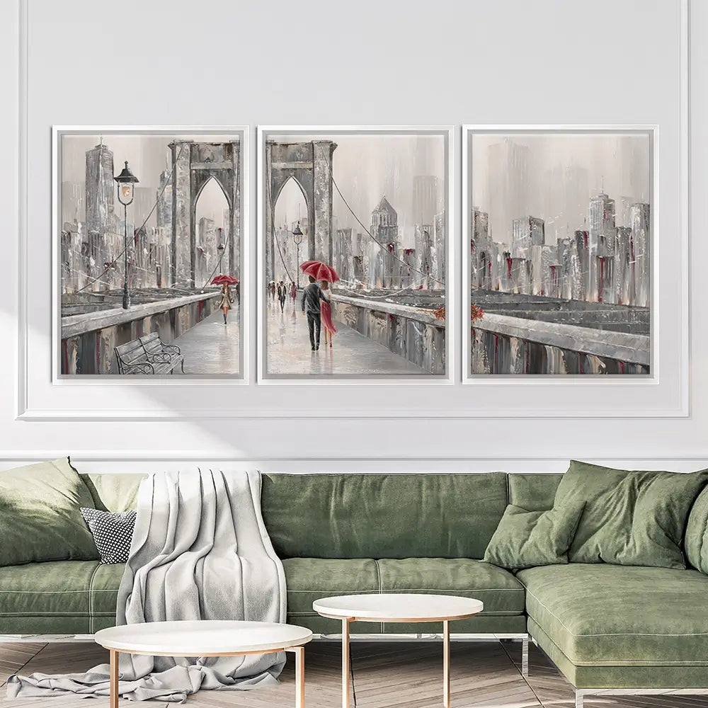 A Walk On Brooklyn Bridge Trio Canvas Print A Walk On Brooklyn Bridge Trio Canvas Print wall art product Isabella Karolewicz
