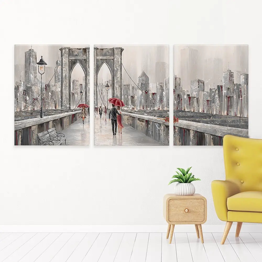 A Walk On Brooklyn Bridge Trio Canvas Print A Walk On Brooklyn Bridge Trio Canvas Print wall art product Isabella Karolewicz