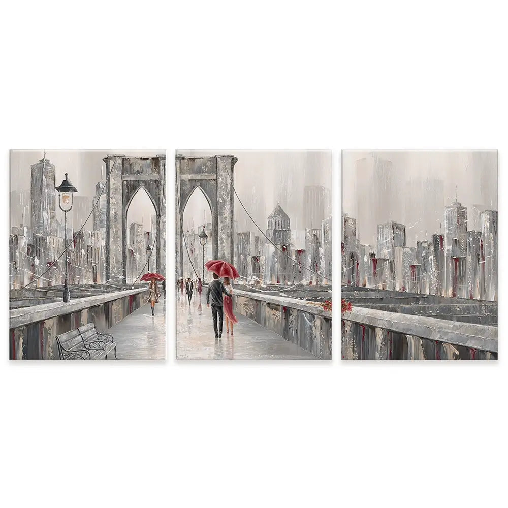 A Walk On Brooklyn Bridge Trio Canvas Print A Walk On Brooklyn Bridge Trio Canvas Print wall art product Isabella Karolewicz