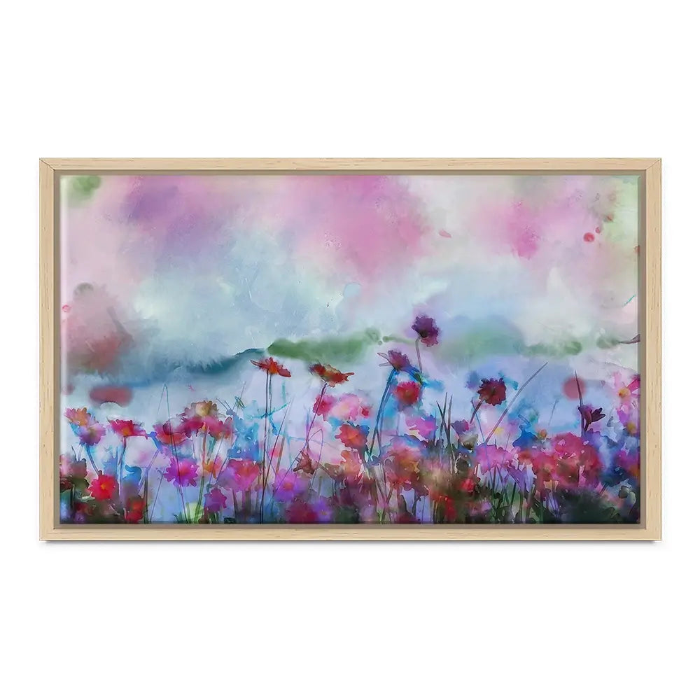 A Watercolour Flower Field Canvas Print A Watercolour Flower Field Canvas Print wall art product Art Print Shop