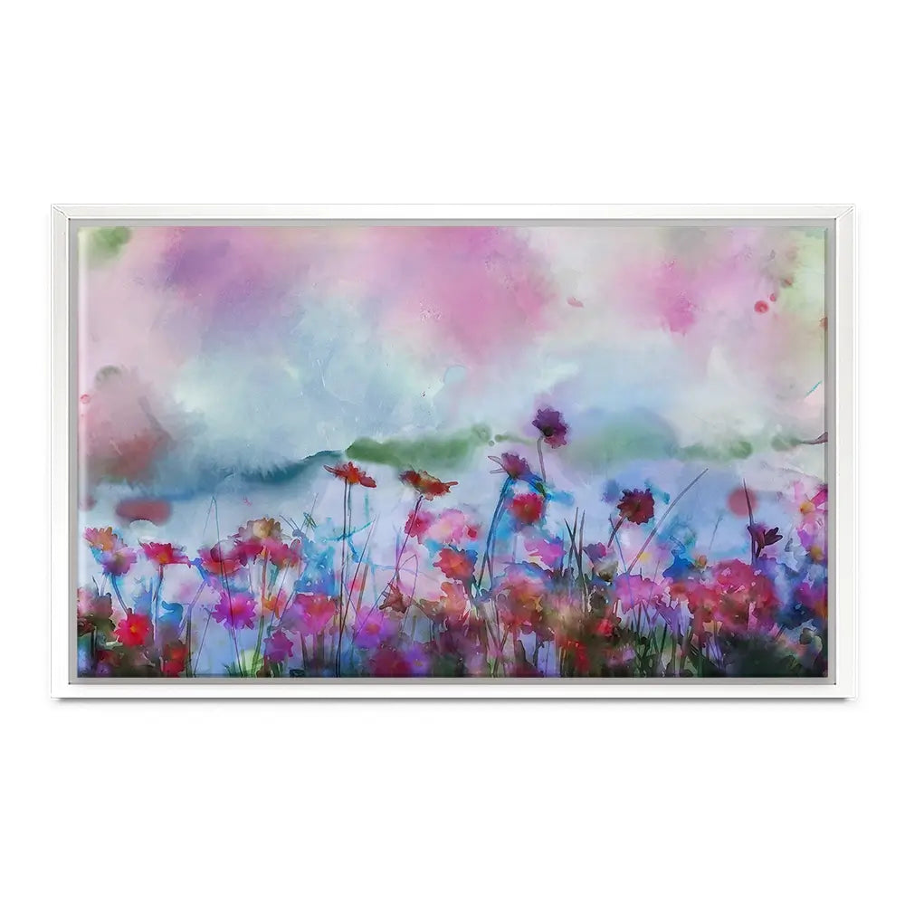 A Watercolour Flower Field Canvas Print A Watercolour Flower Field Canvas Print wall art product Art Print Shop