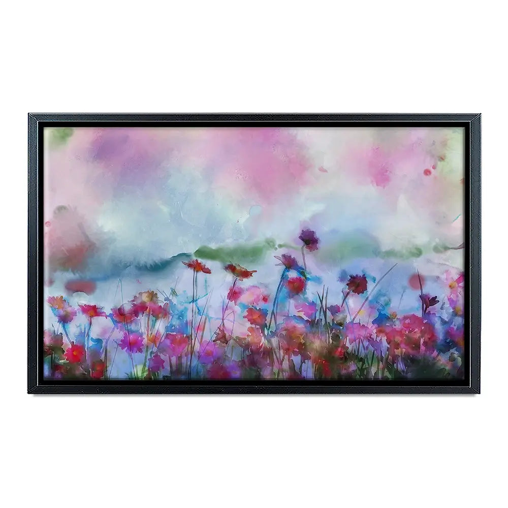 A Watercolour Flower Field Canvas Print A Watercolour Flower Field Canvas Print wall art product Art Print Shop