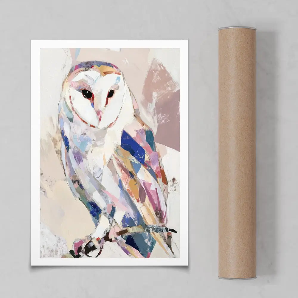 Abstract Barn Owl Art Print Abstract Barn Owl Art Print wall art product Chromatic Storm Studio
