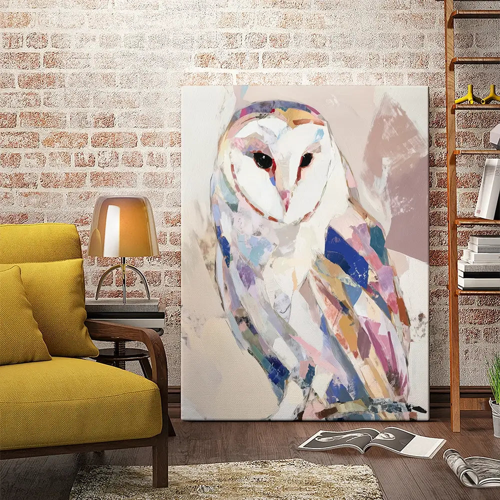 Abstract Barn Owl Canvas Print Abstract Barn Owl Canvas Print wall art product Chromatic Storm Studio
