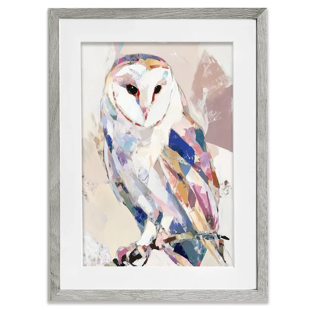 Abstract Barn Owl Framed Art Print Abstract Barn Owl Framed Art Print wall art product Chromatic Storm Studio