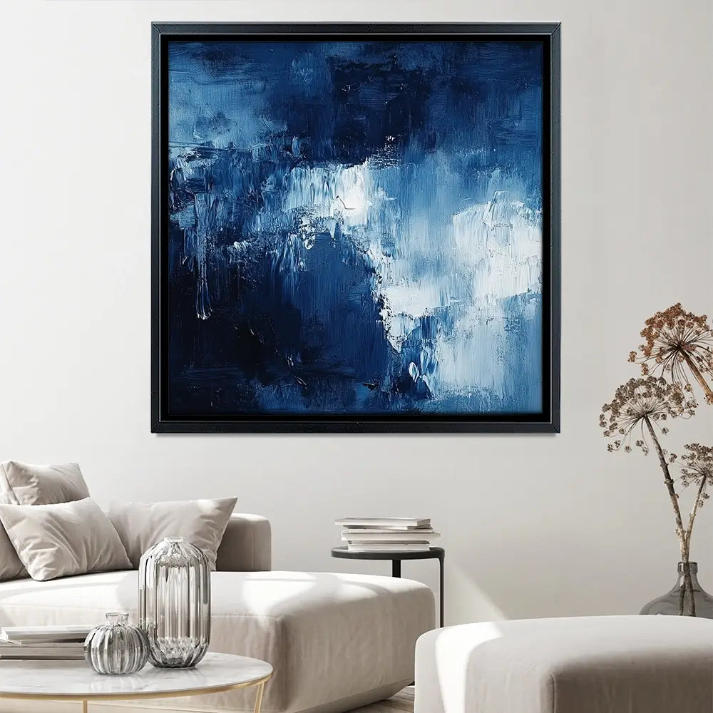 Abstract Blue Square Canvas Print Abstract Blue Square Canvas Print wall art product Tanya Ocean