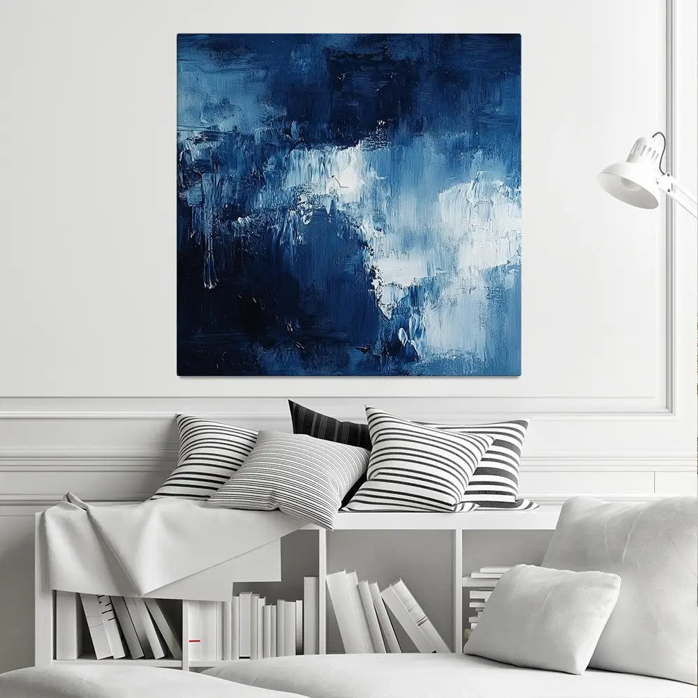 Abstract Blue Square Canvas Print Abstract Blue Square Canvas Print wall art product Tanya Ocean