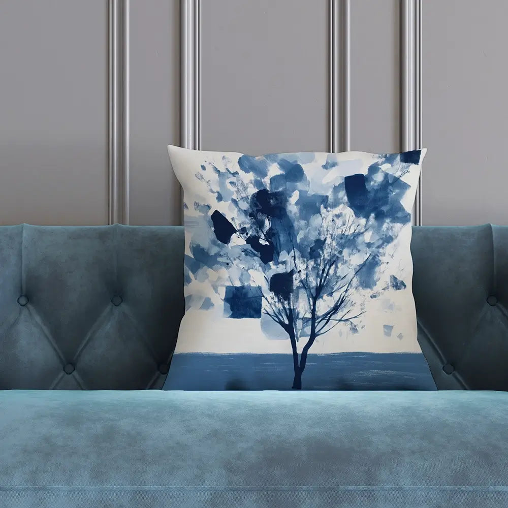 Abstract Blue Tree Cushion Abstract Blue Tree Cushion wall art product Chromatic Storm Studio