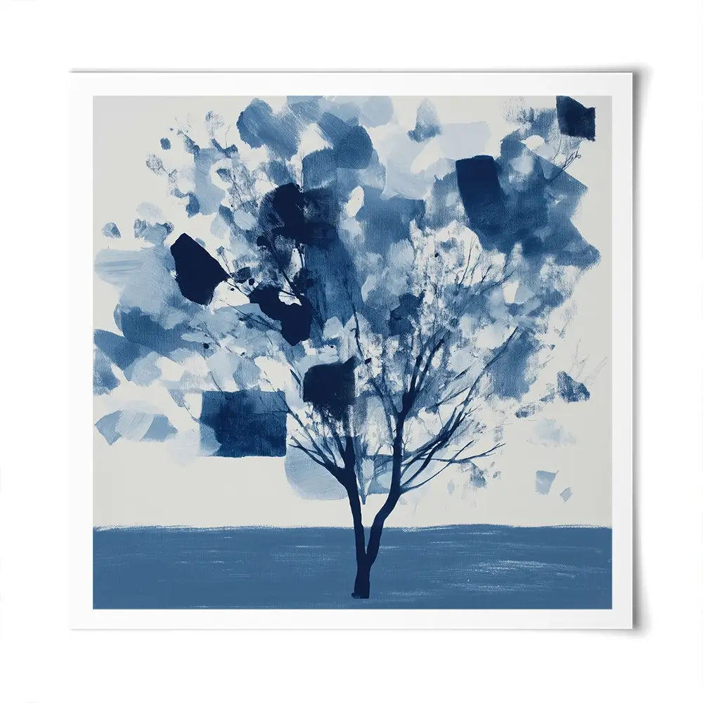 Abstract Blue Tree Square Art Print Abstract Blue Tree Square Art Print wall art product Chromatic Storm Studio