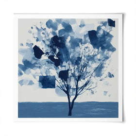 Abstract Blue Tree Square Art Print Abstract Blue Tree Square Art Print wall art product Chromatic Storm Studio