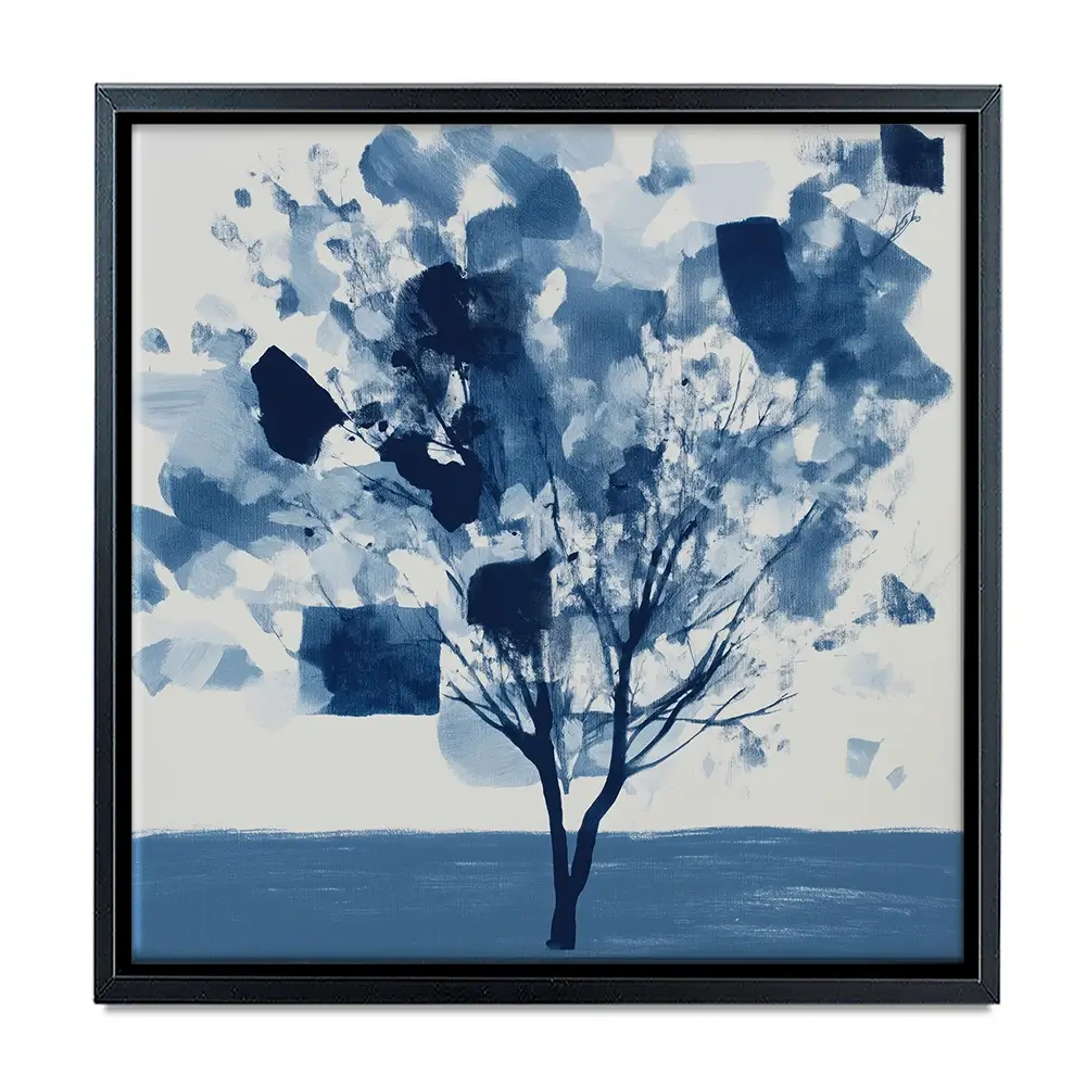 Abstract Blue Tree Square Canvas Print Abstract Blue Tree Square Canvas Print wall art product Chromatic Storm Studio