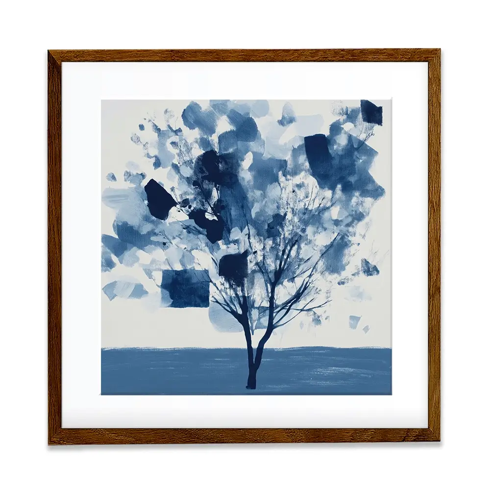 Abstract Blue Tree Square Framed Art Print Abstract Blue Tree Square Framed Art Print wall art product Chromatic Storm Studio