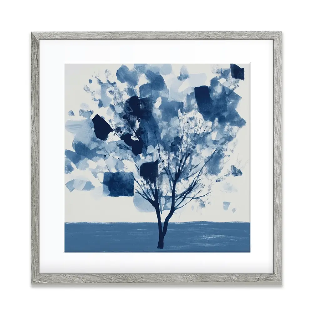 Abstract Blue Tree Square Framed Art Print Abstract Blue Tree Square Framed Art Print wall art product Chromatic Storm Studio