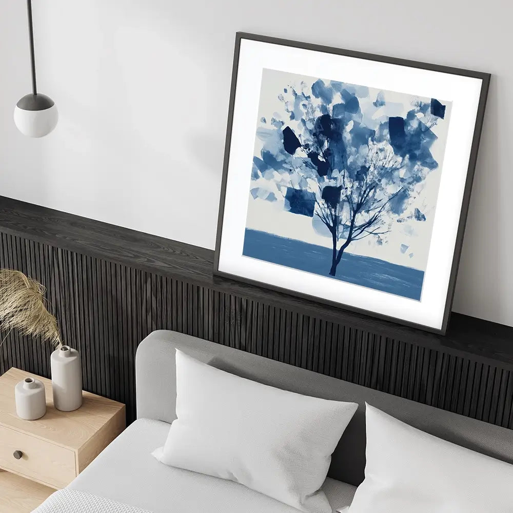 Abstract Blue Tree Square Framed Art Print Abstract Blue Tree Square Framed Art Print wall art product Chromatic Storm Studio