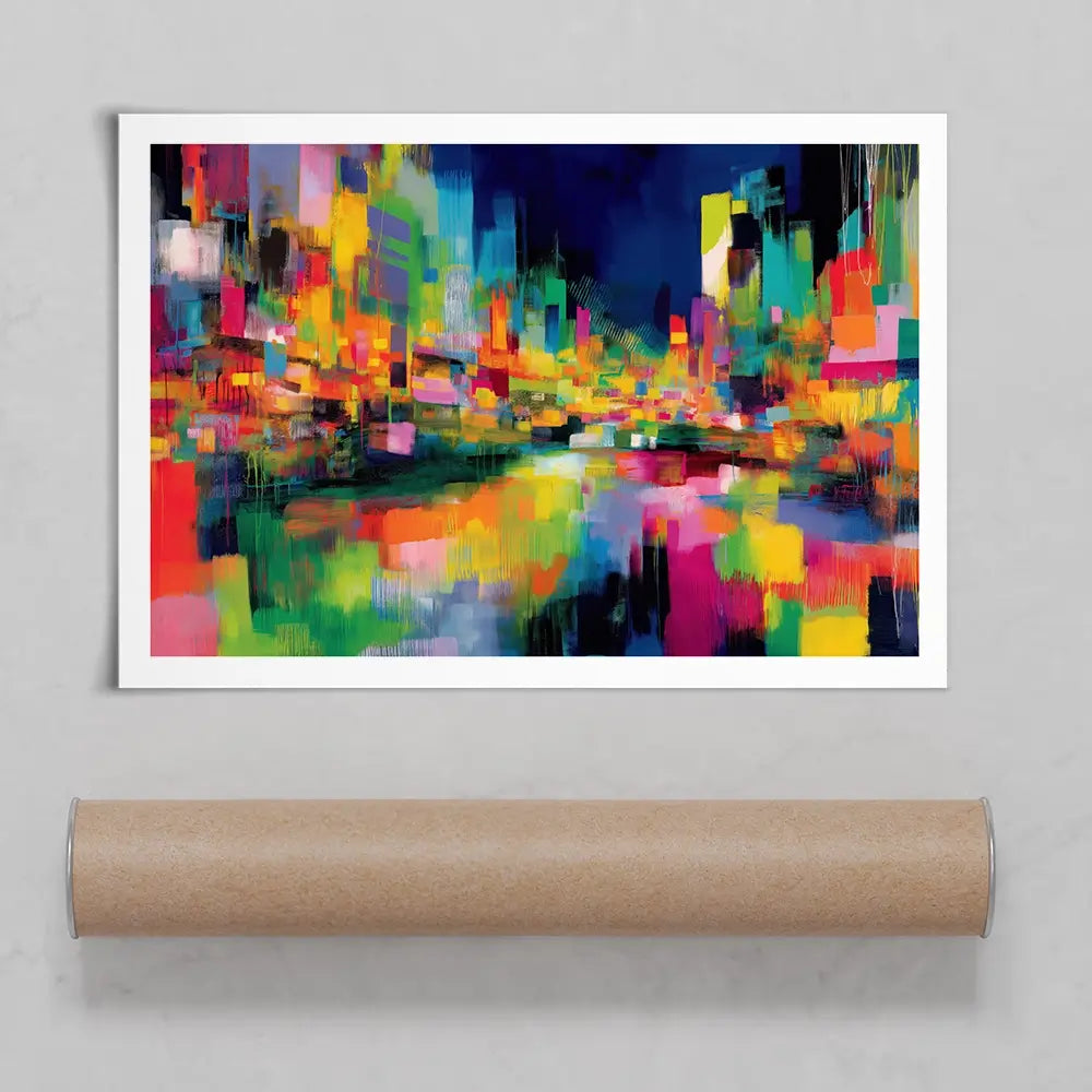 Abstract City At Night Art Print Abstract City At Night Art Print wall art product Chromatic Storm Studio