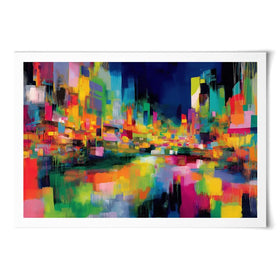Abstract City At Night Art Print Abstract City At Night Art Print wall art product Chromatic Storm Studio