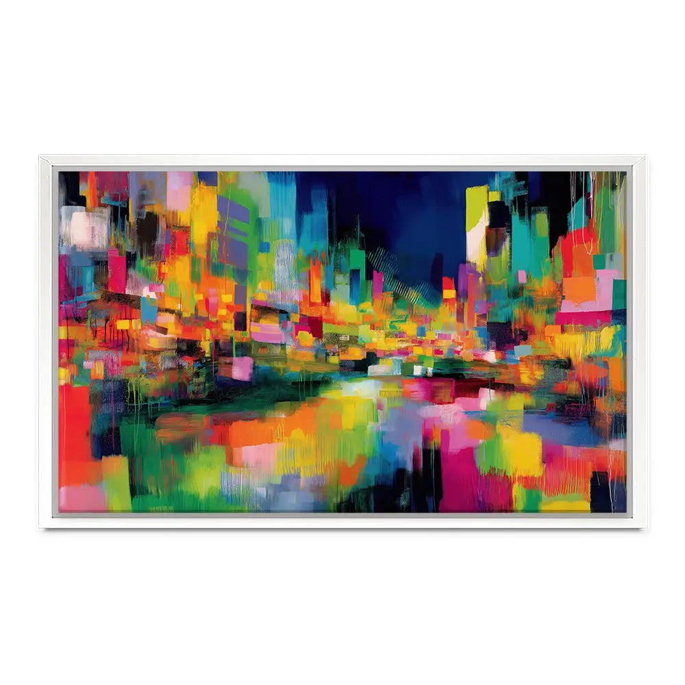 Abstract City At Night Canvas Print Abstract City At Night Canvas Print wall art product Chromatic Storm Studio