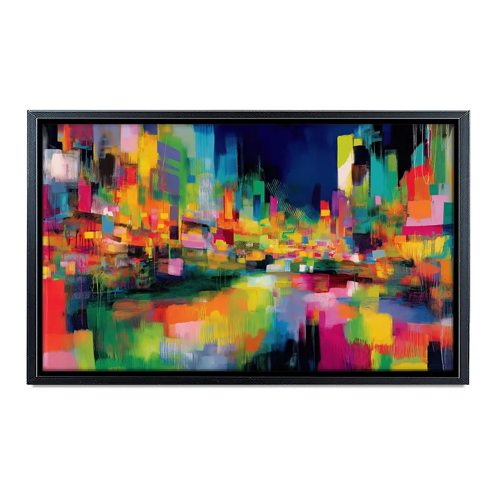 Abstract City At Night Canvas Print Abstract City At Night Canvas Print wall art product Chromatic Storm Studio