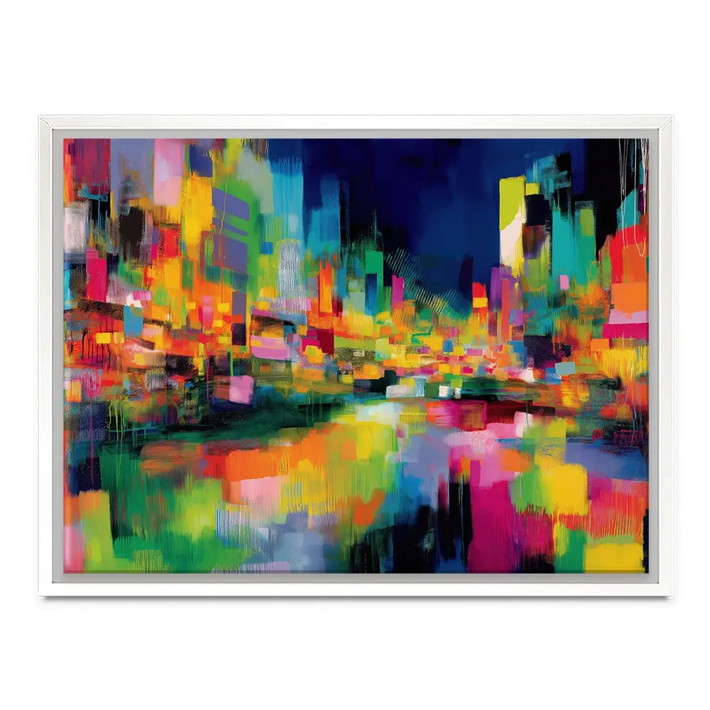 Abstract City At Night Canvas Print Abstract City At Night Canvas Print wall art product Chromatic Storm Studio