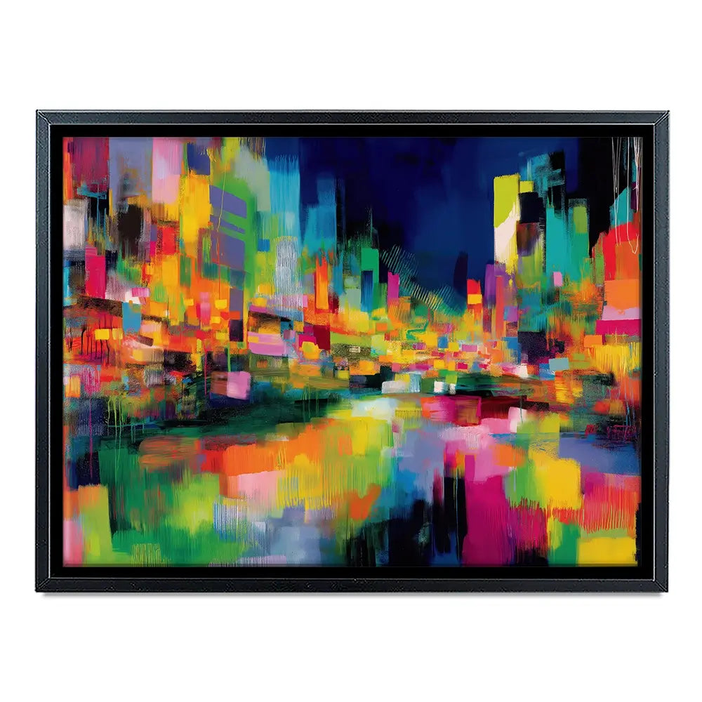 Abstract City At Night Canvas Print Abstract City At Night Canvas Print wall art product Chromatic Storm Studio