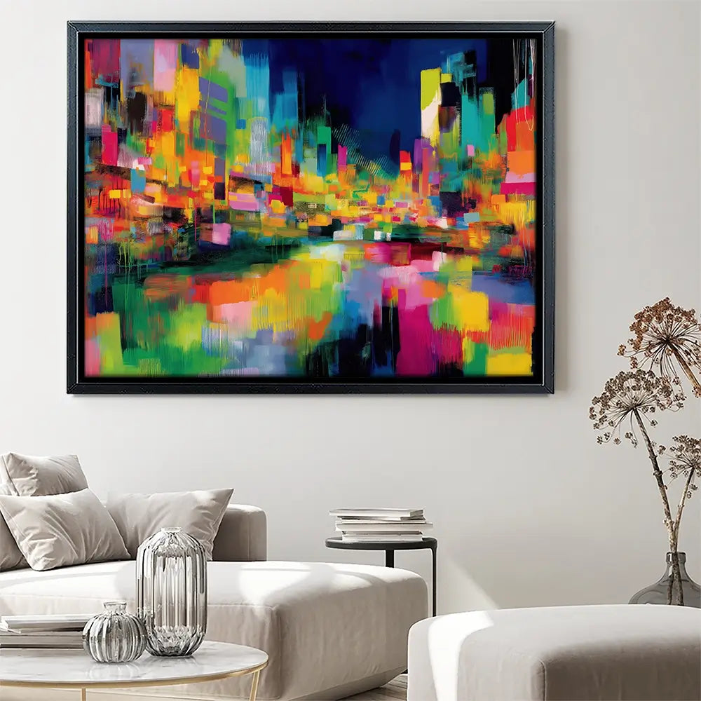Abstract City At Night Canvas Print Abstract City At Night Canvas Print wall art product Chromatic Storm Studio