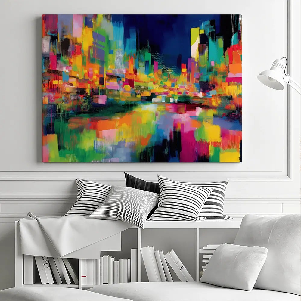 Abstract City At Night Canvas Print Abstract City At Night Canvas Print wall art product Chromatic Storm Studio