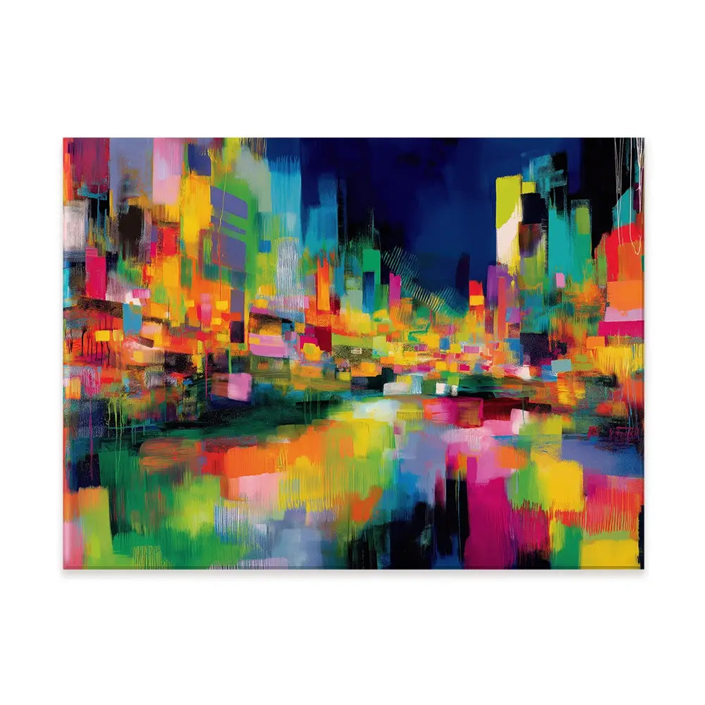 Abstract City At Night Canvas Print Abstract City At Night Canvas Print wall art product Chromatic Storm Studio