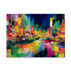 Abstract City At Night Canvas Print Abstract City At Night Canvas Print wall art product Chromatic Storm Studio