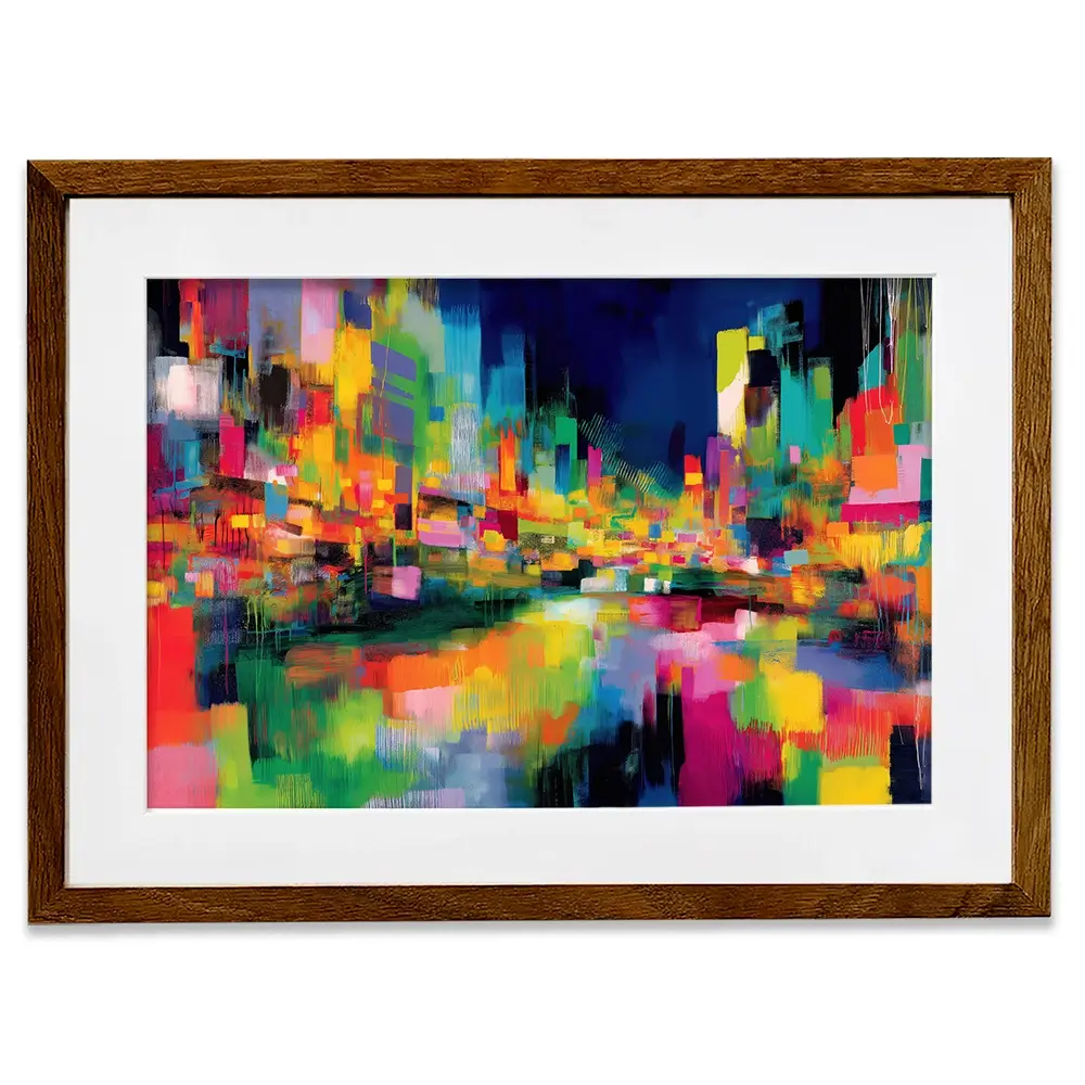 Abstract City At Night Framed Art Print Abstract City At Night Framed Art Print wall art product Chromatic Storm Studio