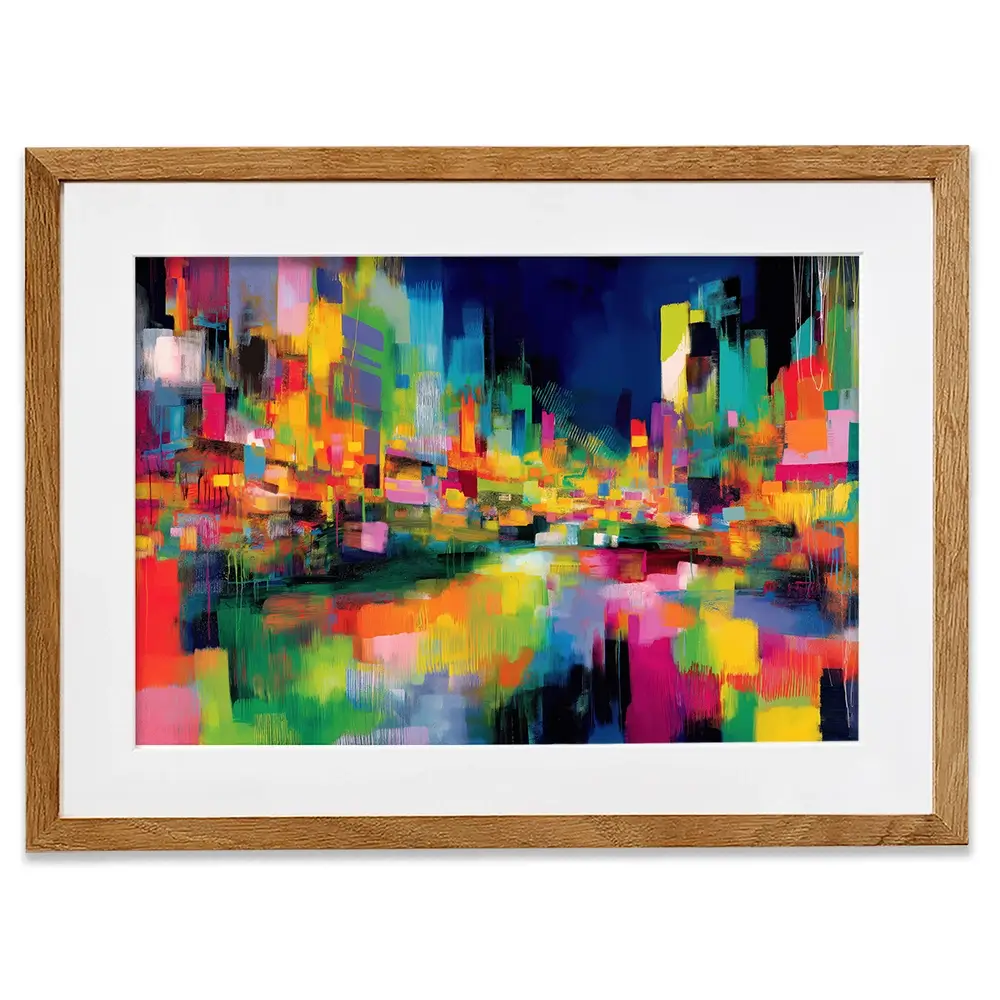 Abstract City At Night Framed Art Print Abstract City At Night Framed Art Print wall art product Chromatic Storm Studio