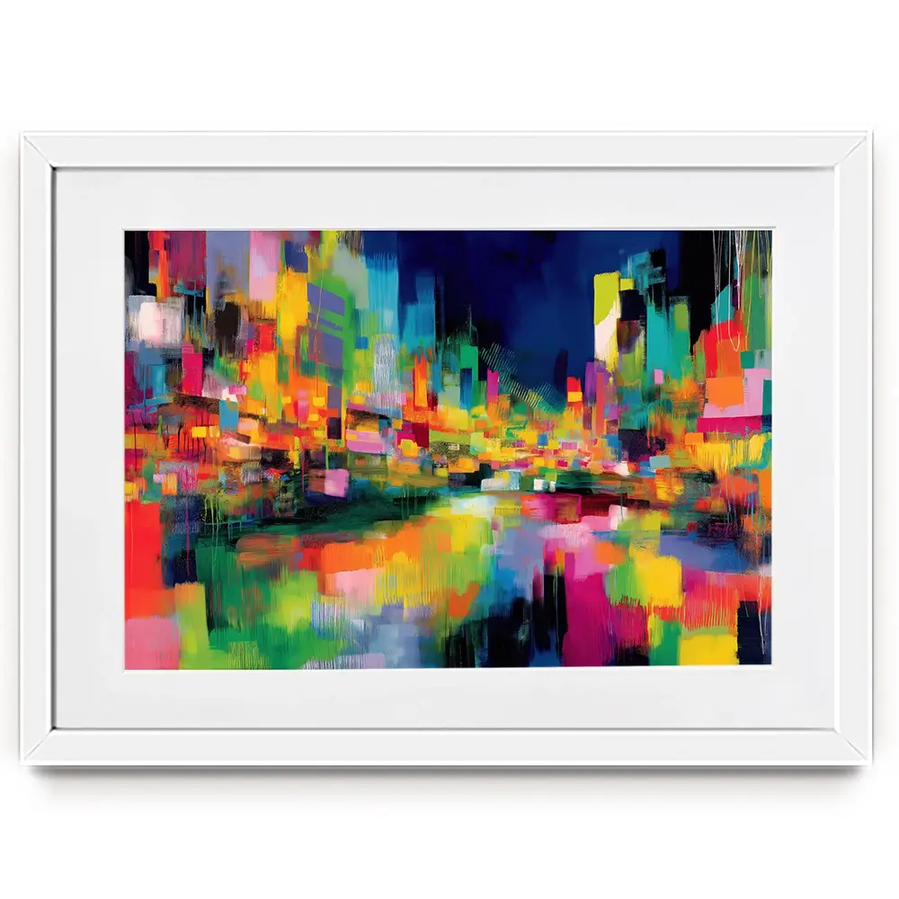 Abstract City At Night Framed Art Print Abstract City At Night Framed Art Print wall art product Chromatic Storm Studio