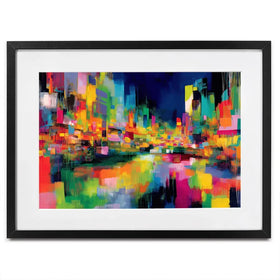 Abstract City At Night Framed Art Print Abstract City At Night Framed Art Print wall art product Chromatic Storm Studio
