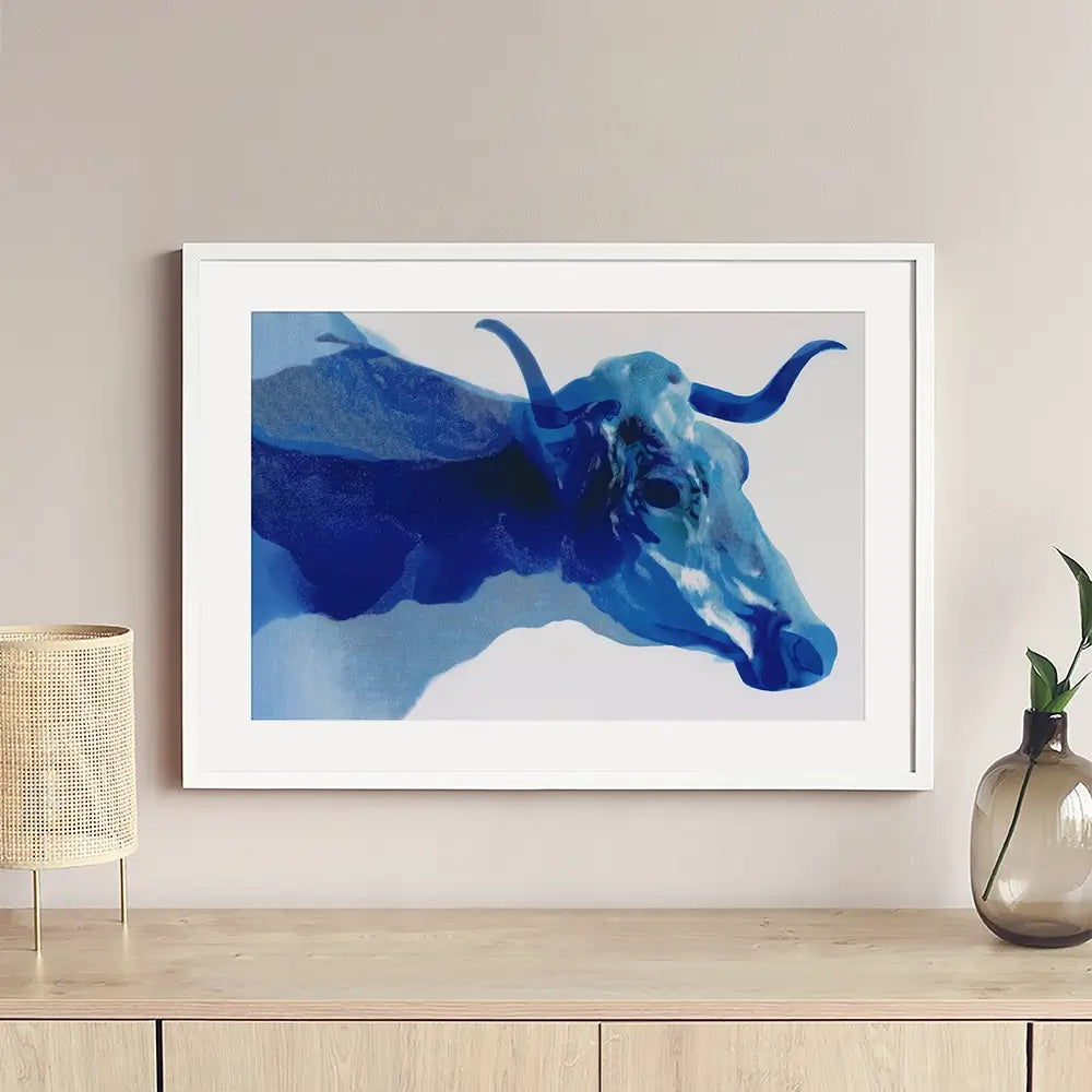Abstract Cow Head And Horns Framed Art Print Abstract Cow Head And Horns Framed Art Print wall art product Chromatic Storm Studio