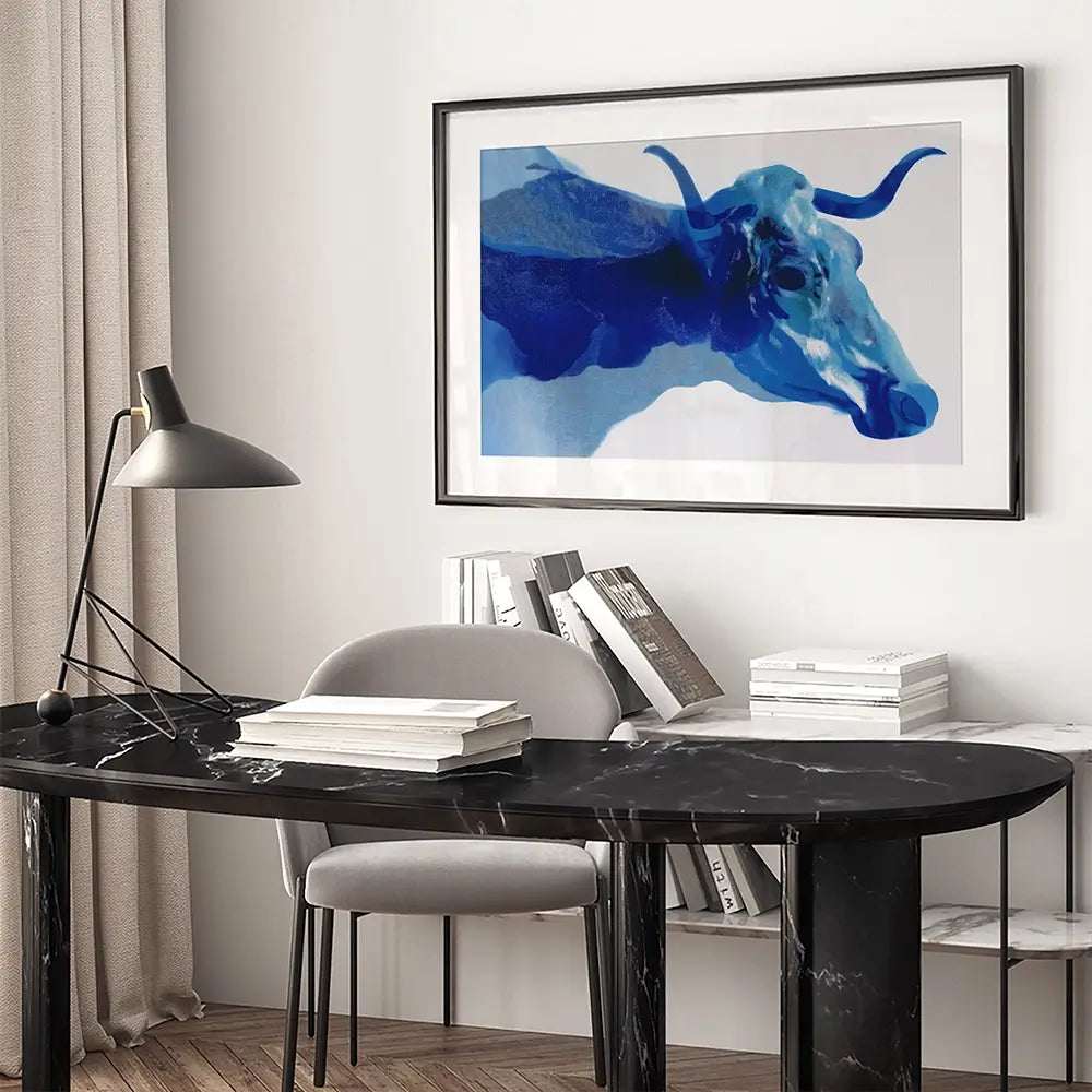 Abstract Cow Head And Horns Framed Art Print Abstract Cow Head And Horns Framed Art Print wall art product Chromatic Storm Studio