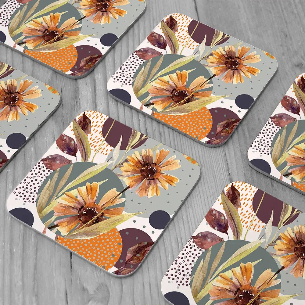 Abstract Floral Coaster Set Abstract Floral Coaster Set wall art product Tanya Syrytsyna / Shutterstock