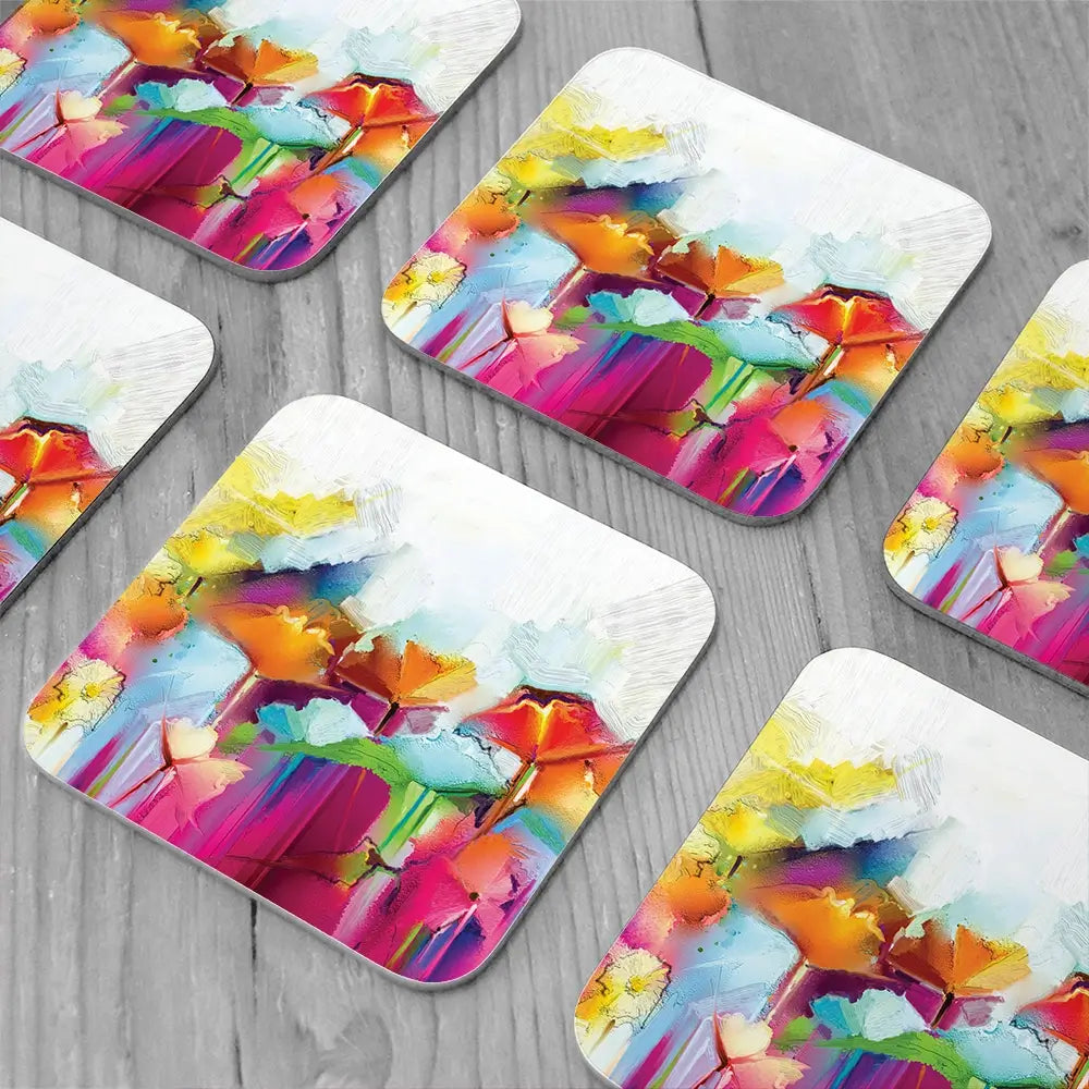Abstract Flowers Coaster Set Abstract Flowers Coaster Set wall art product pluie_r / Shutterstock