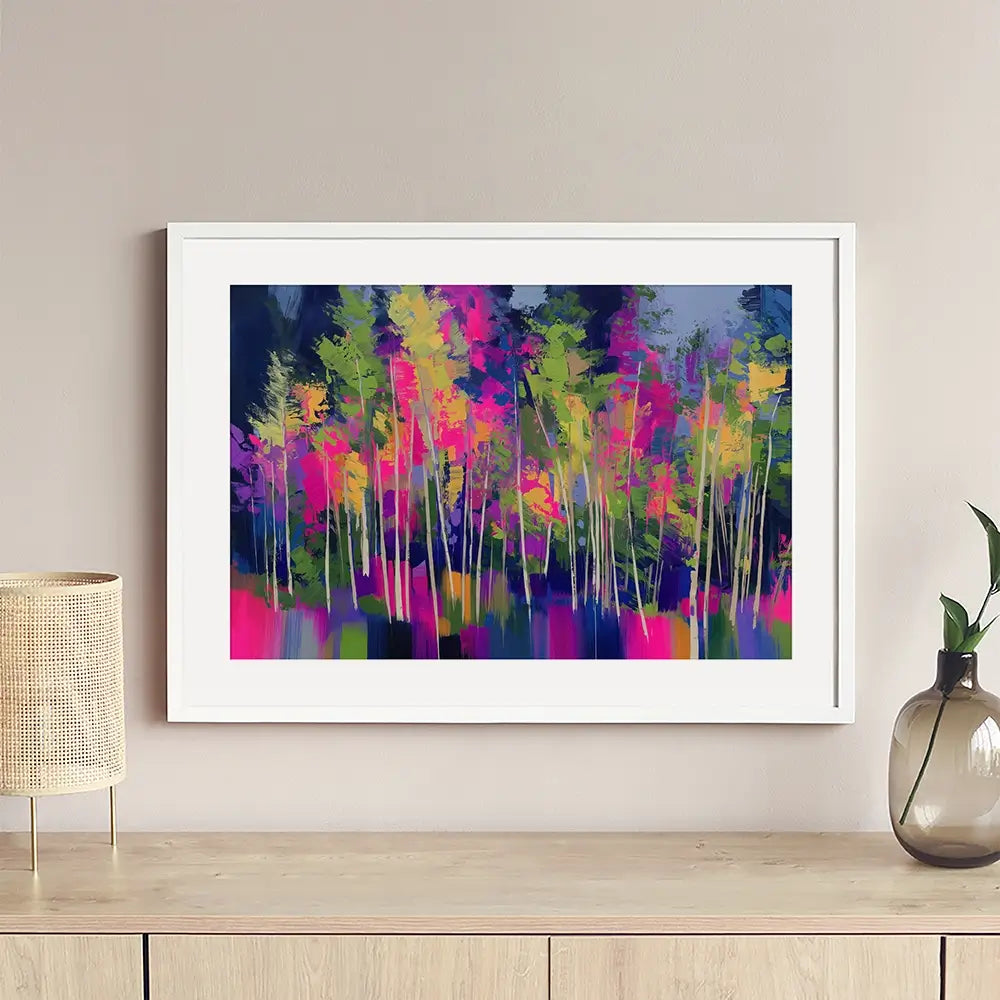 Abstract Funky Forest Framed Art Print Abstract Funky Forest Framed Art Print wall art product Chromatic Storm Studio