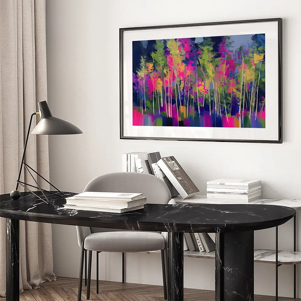 Abstract Funky Forest Framed Art Print Abstract Funky Forest Framed Art Print wall art product Chromatic Storm Studio