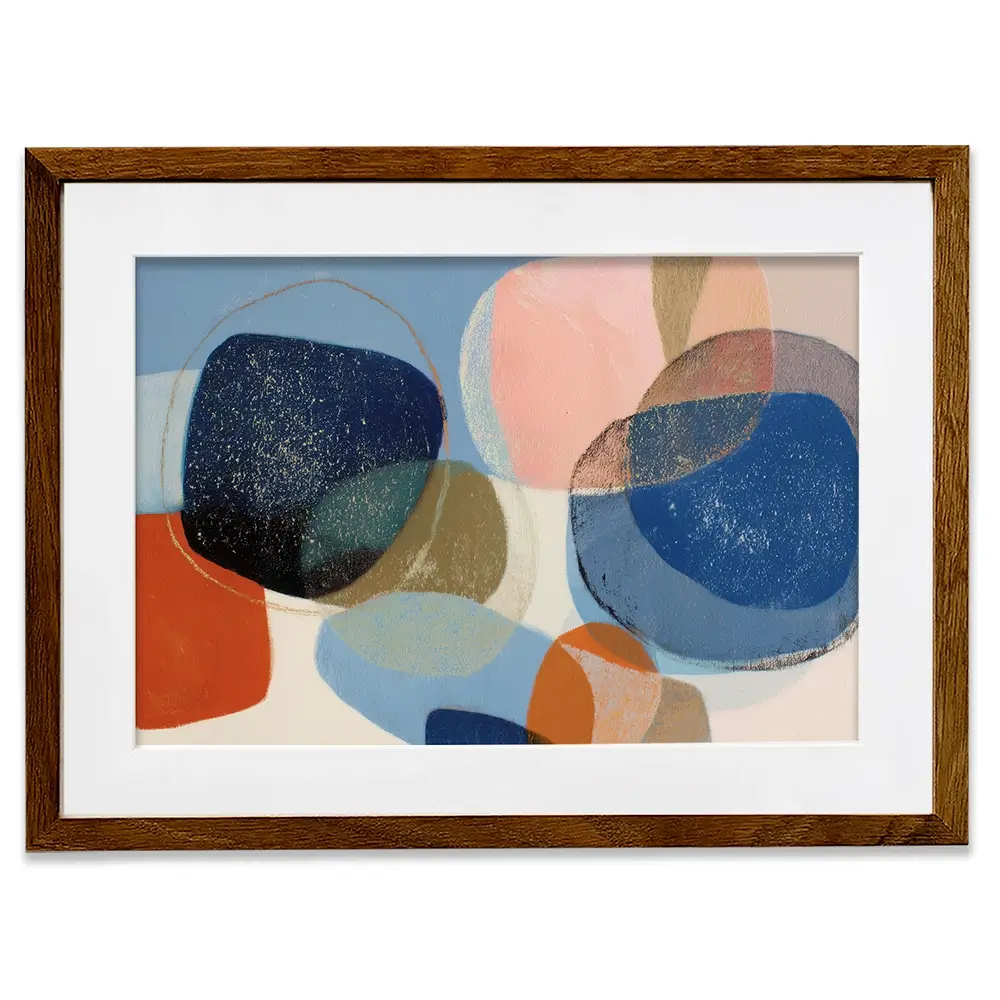 Abstract Geometric In Navy And Coral Framed Art Print Abstract Geometric In Navy And Coral Framed Art Print wall art product Chromatic Storm Studio