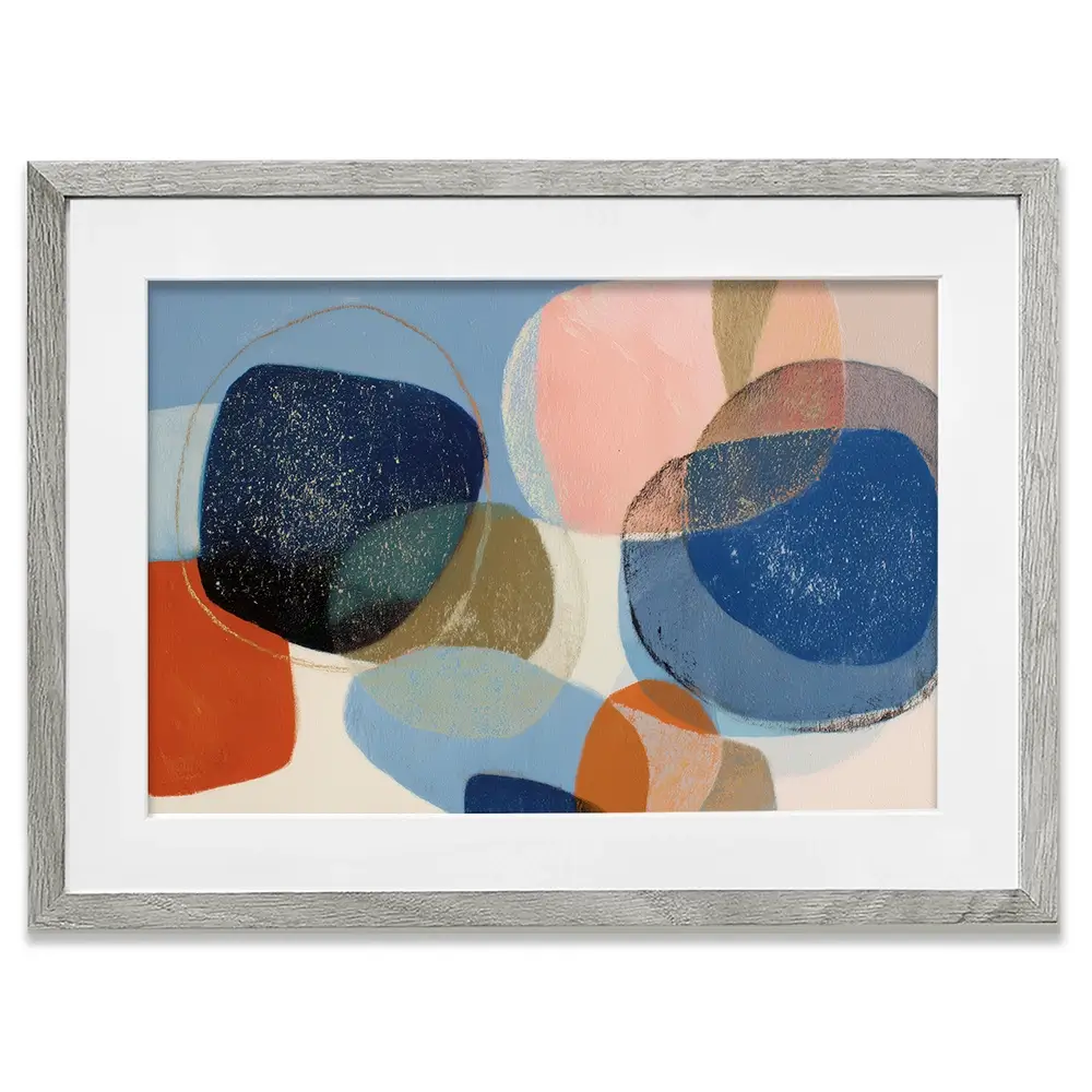 Abstract Geometric In Navy And Coral Framed Art Print Abstract Geometric In Navy And Coral Framed Art Print wall art product Chromatic Storm Studio