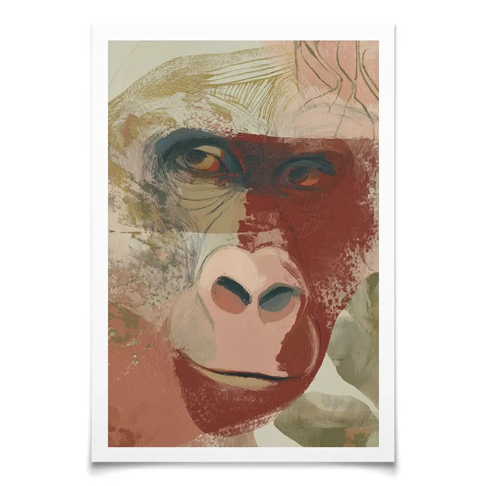 Abstract Gorilla Portrait In Warm Tones Art Print Abstract Gorilla Portrait In Warm Tones Art Print wall art product Chromatic Storm Studio