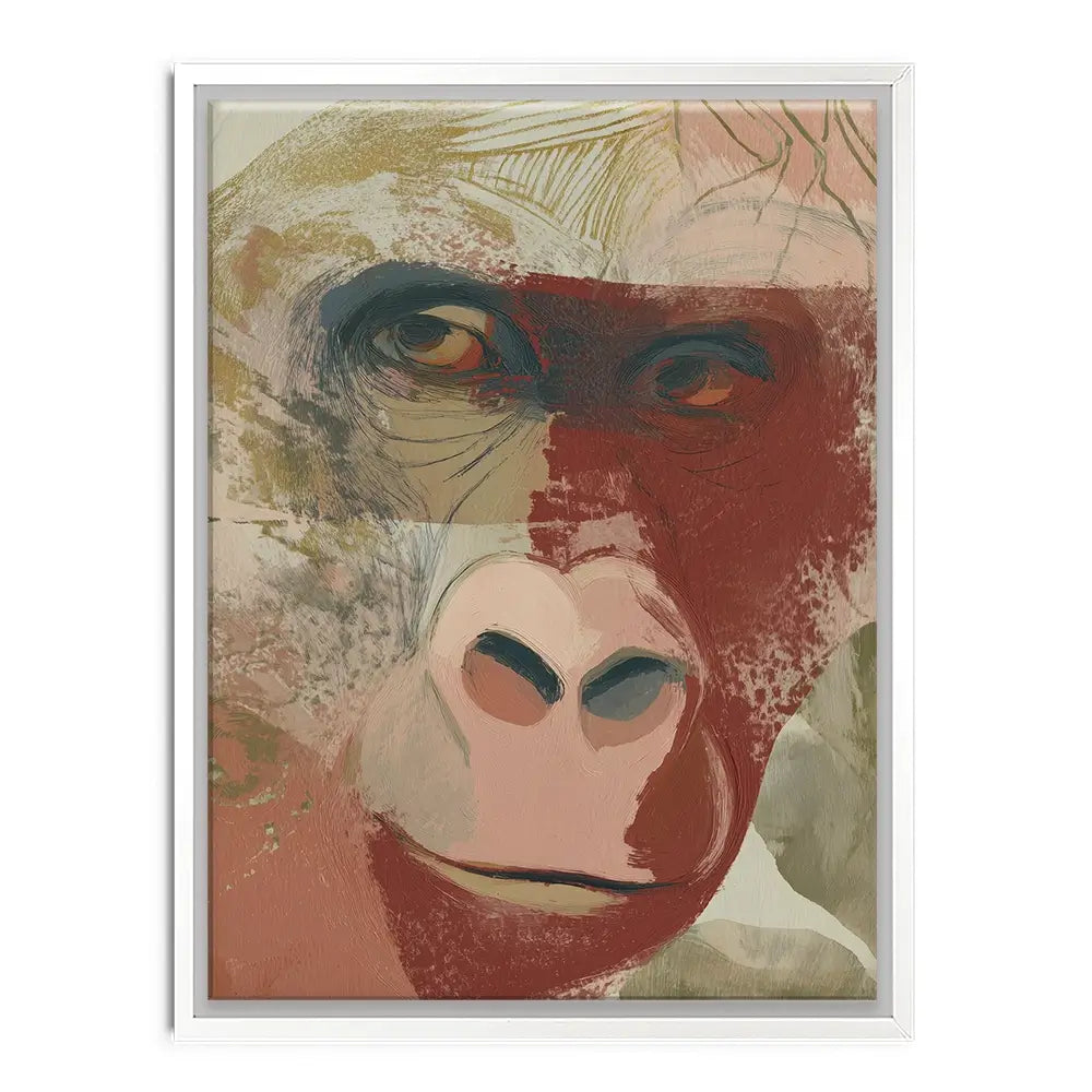 Abstract Gorilla Portrait In Warm Tones Canvas Print Abstract Gorilla Portrait In Warm Tones Canvas Print wall art product Chromatic Storm Studio