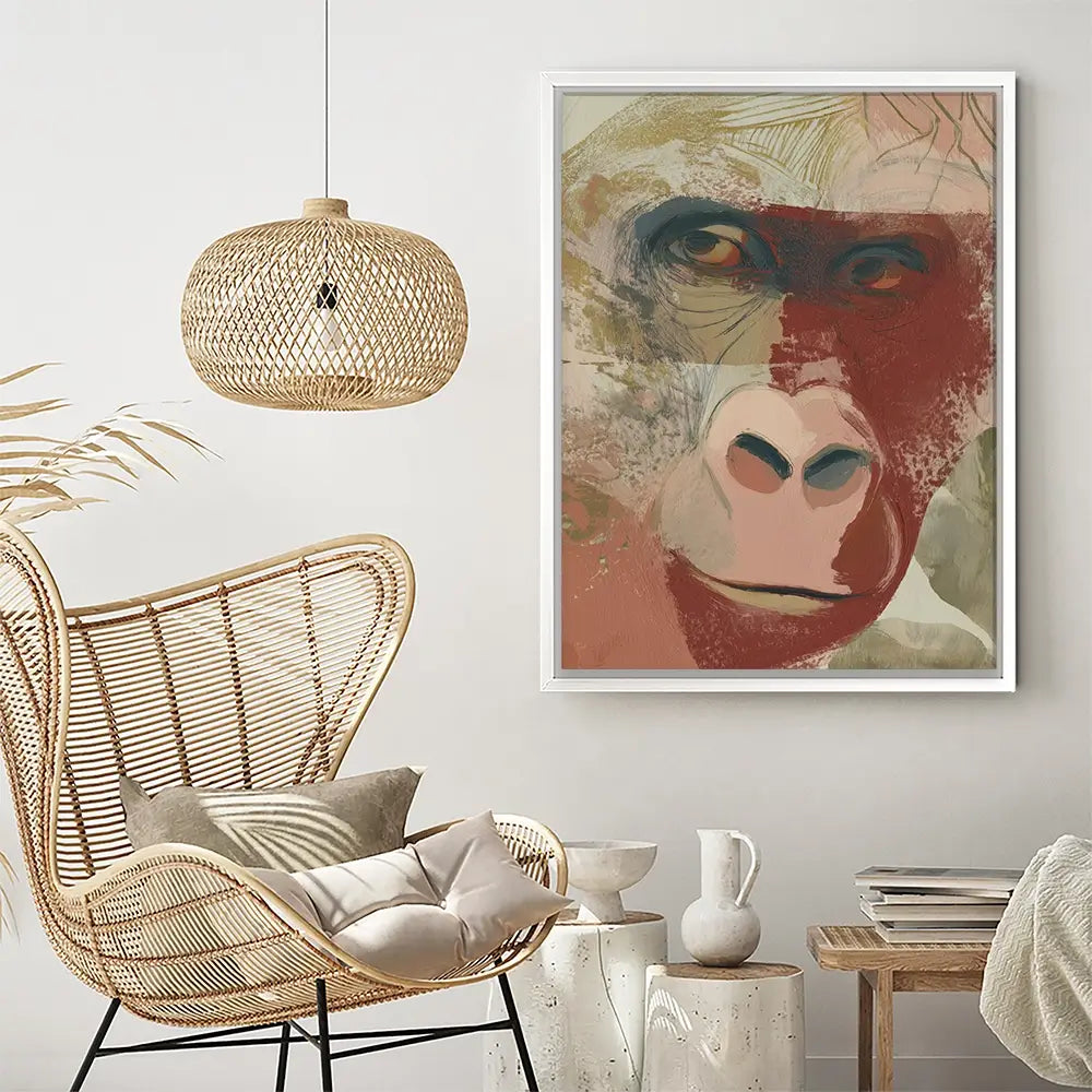 Abstract Gorilla Portrait In Warm Tones Canvas Print Abstract Gorilla Portrait In Warm Tones Canvas Print wall art product Chromatic Storm Studio