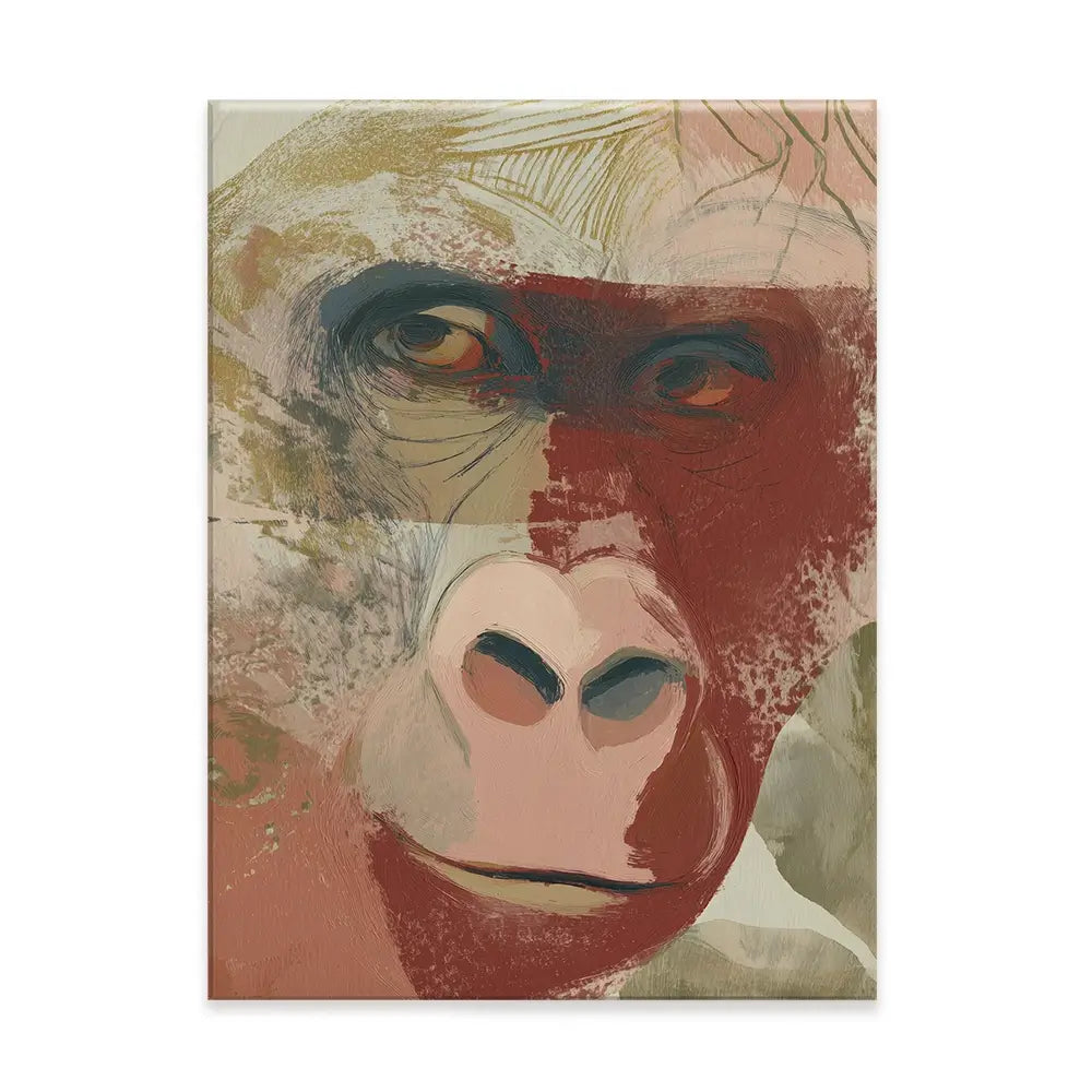 Abstract Gorilla Portrait In Warm Tones Canvas Print Abstract Gorilla Portrait In Warm Tones Canvas Print wall art product Chromatic Storm Studio