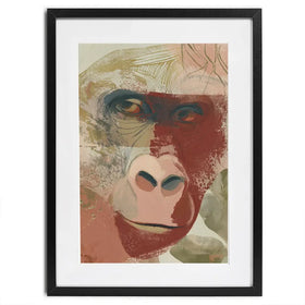 Abstract Gorilla Portrait In Warm Tones Framed Art Print Abstract Gorilla Portrait In Warm Tones Framed Art Print wall art product Chromatic Storm Studio