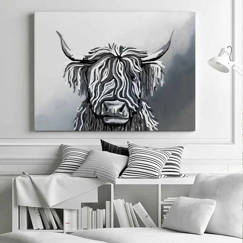 Abstract Highland Cow Canvas Print Abstract Highland Cow Canvas Print | Abstract Highland Cow Canvas Art wall art product Independent