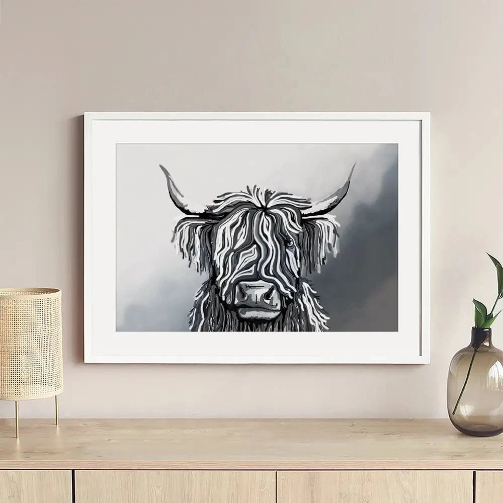 Abstract Highland Cow Framed Art Print Abstract Highland Cow Framed Art Print | Abstract Highland Cow Framed wall art product Independent