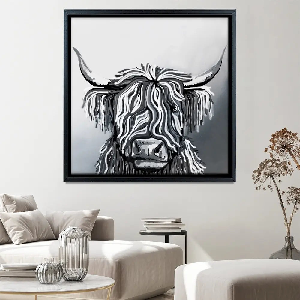 Abstract Highland Cow Square Canvas Print Abstract Highland Cow Square Canvas Print wall art product Independent