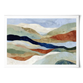 Abstract Hills In Navy And Coral Art Print Abstract Hills In Navy And Coral Art Print wall art product Chromatic Storm Studio
